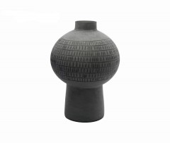 VASE MATT GREY GLASS BALL LARGE 